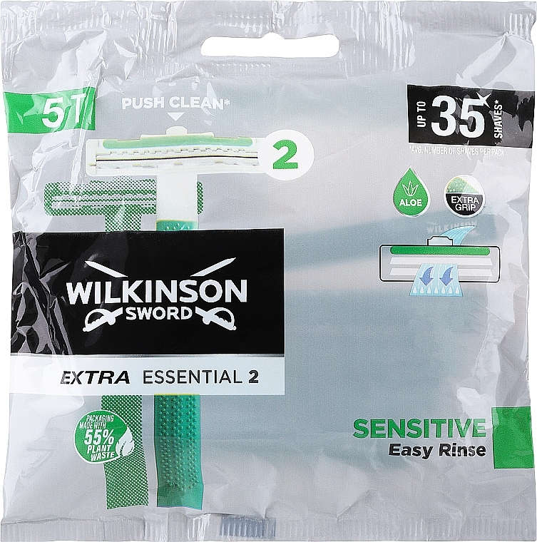Maszynka do golenia, 5 szt. - Wilkinson Rasoio Extra Essential 2 Sensitive — Zdjęcie N1