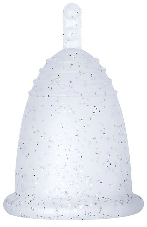 Kubeczek menstruacyjny z nóżką, rozmiar L, srebrny brokat - MeLuna Soft Menstrual Cup Stem — Zdjęcie N1