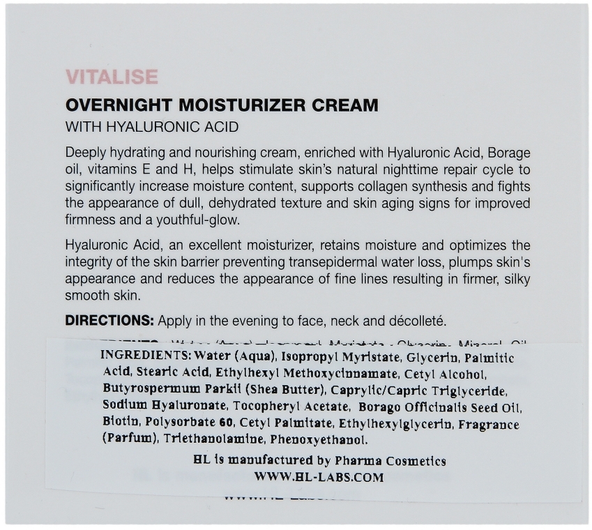 Intensywnie odżywczy krem do twarzy na noc z ekstraktem z szyszek chmielu - Holy Land Cosmetics Vitalise Overnight Moisturizer Cream — фото N3