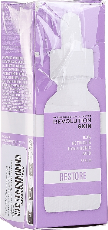 PRZECENA! Serum do twarzy z retinolem, witaminami i kwasem hialuronowym - Revolution Skincare 0.3% Retinol with Vitamins & Hyaluronic Acid Restore Serum * — Zdjęcie N4