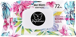 Kup Chusteczki nawilżane z plastikowym wieczkiem Tropical Flowers, białe opakowanie, 72 szt. - Papilion Wet Wipes Tropic Flowers