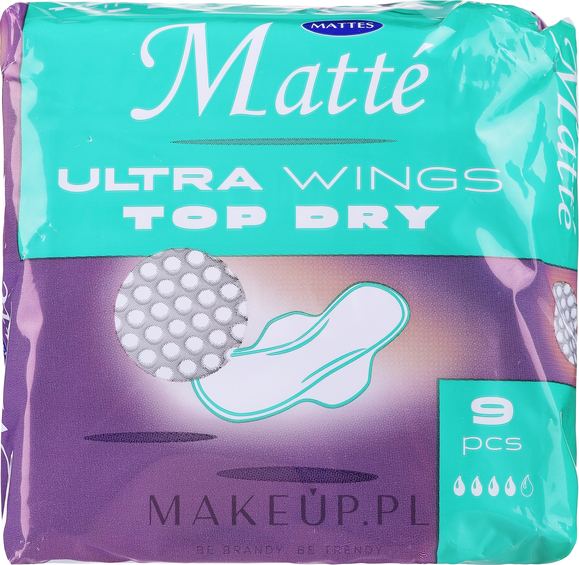 Podpaski higieniczne ze skrzydełkami, 9 szt. - Mattes Ultra Wings Top Dry — Zdjęcie 9 szt.