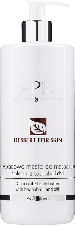 Czekoladowe masło do masażu ciała z olejem z baobabu i chili - APIS Professional Dessert For Skin — Zdjęcie N1