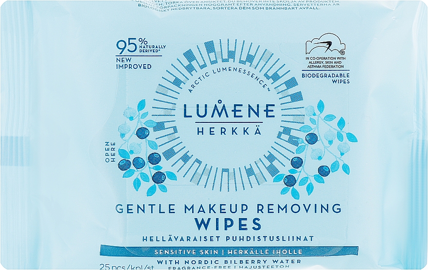 Chusteczki do delikatnego demakijażu 3 w 1 - Lumene Herkka Gentle Makeup Removing Wipes — Zdjęcie N1