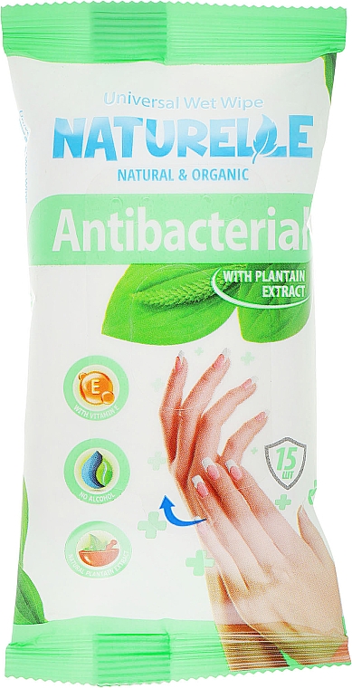 Antybakteryjne chusteczki nawilżane, 15 szt. - Naturelle Antibacterial — Zdjęcie N1