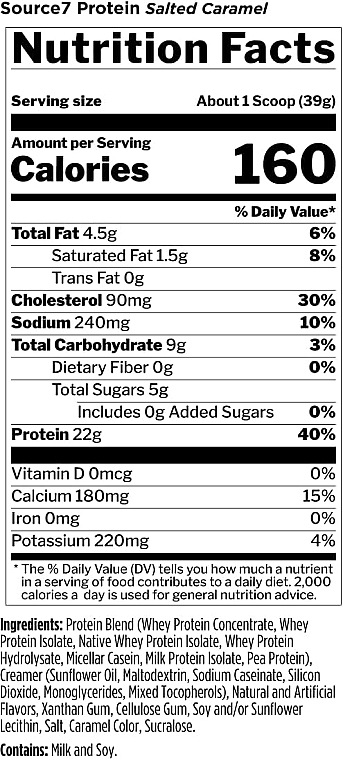 Odżywka białkowa Słony karmel i lody - Rule One Source7 Protein Salted Caramel Gelato — Zdjęcie N2