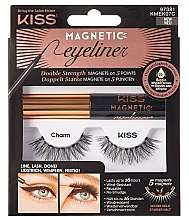 Sztuczne rzęsy na pasku magnetycznym - Kiss Magnetic Eyeliner & Lash Kit KMEK07 Charm — Zdjęcie N1