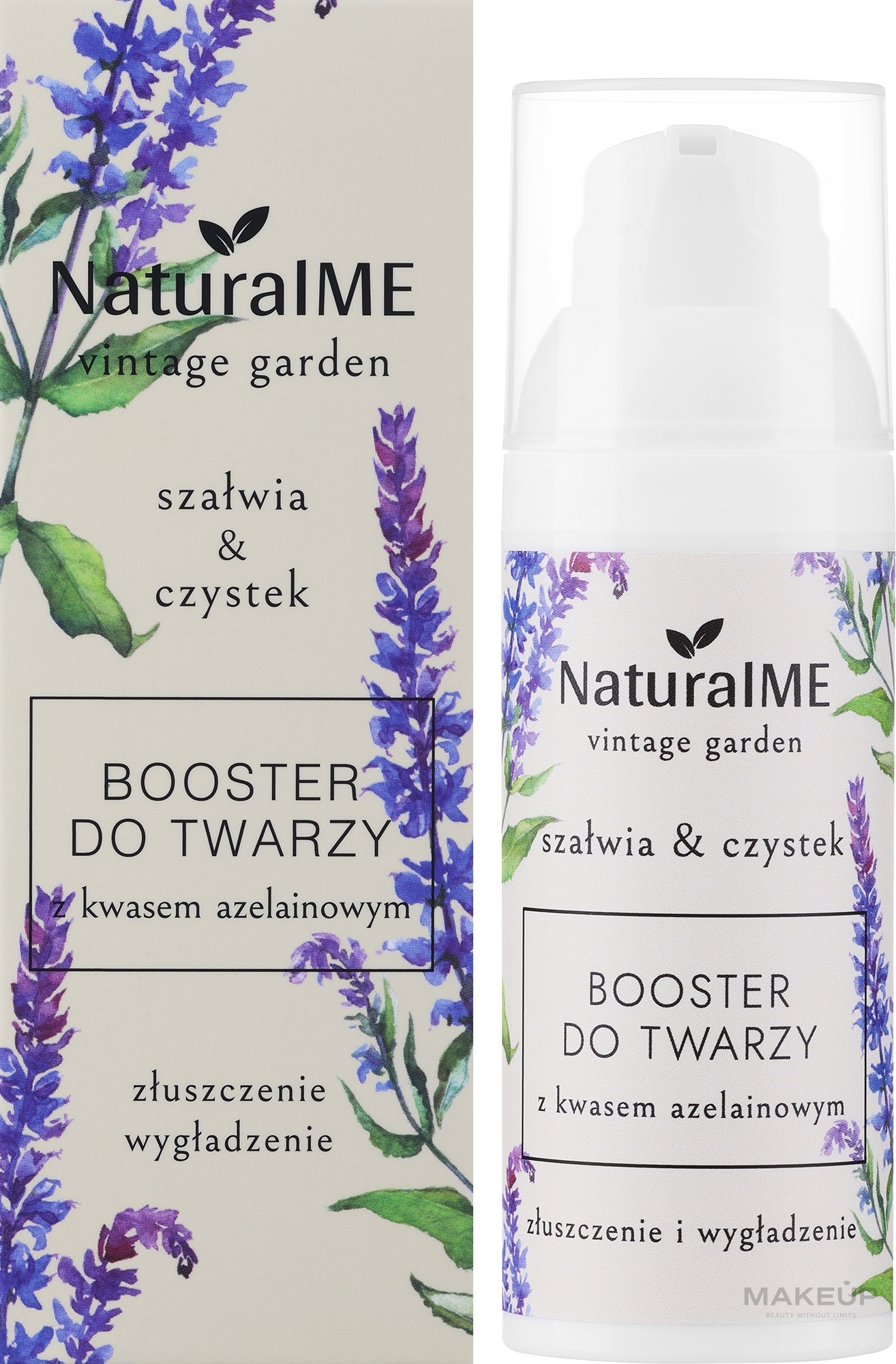 Booster do twarzy złuszczania i wygładzania na noc z kwasem azelainowym - NaturalME Vintage Garden Sage & Cistus Exfoliation & Smoothing Booster With Azeloglycine — Zdjęcie 50 ml