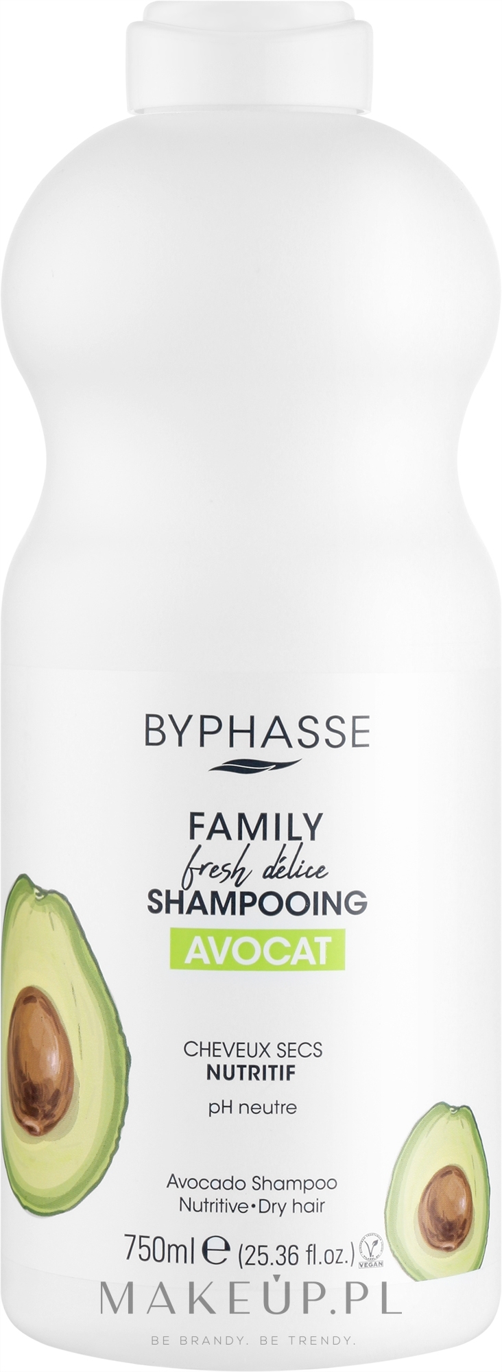 Szampon z awokado do włosów suchych - Byphasse Family Fresh Delice Shampoo  — Zdjęcie 750 ml