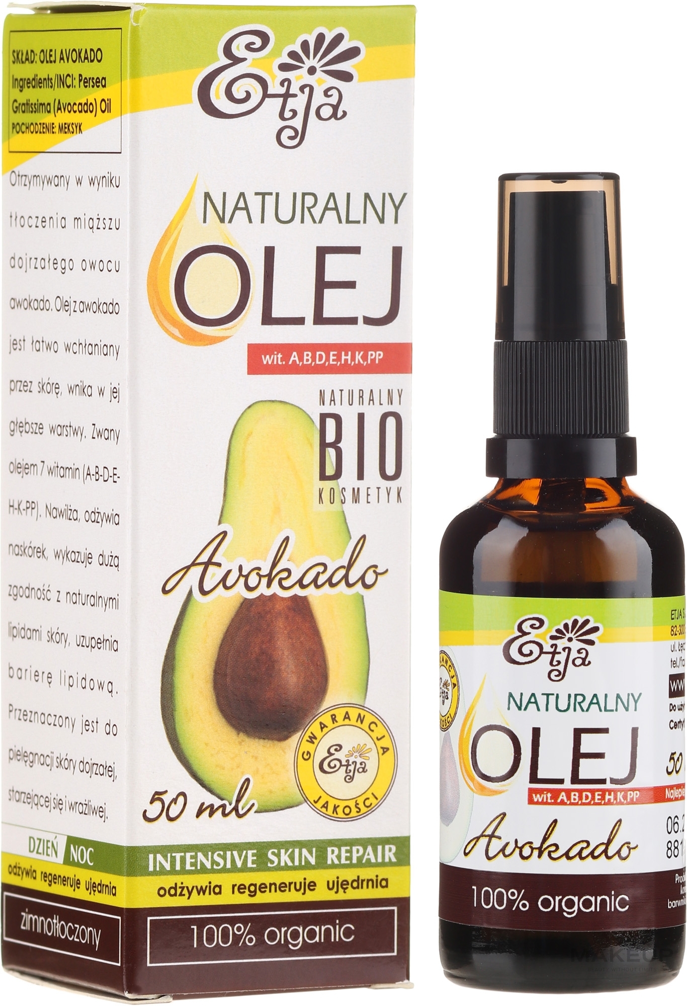 PRZECENA! Naturalny olej z awokado - Etja * — Zdjęcie 50 ml