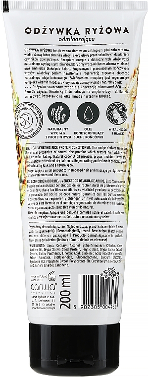 Ryżowa odżywka odmładzająca do włosów przesuszonych i osłabionych - Barwa Naturalna Tube — Zdjęcie N2