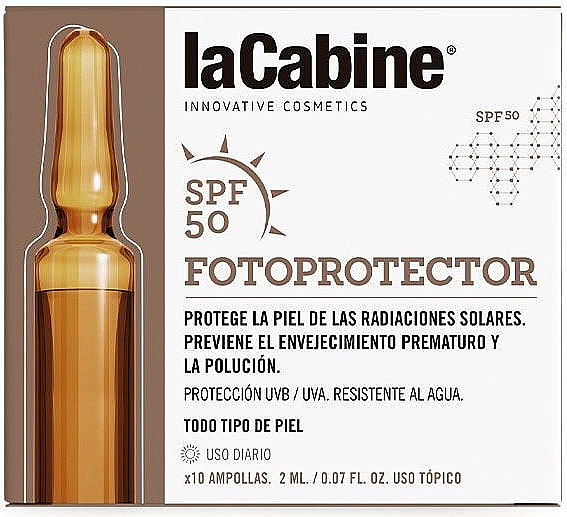 Wodoodporne serum przeciwsłoneczne w ampułkach - La Cabine Foto Protector SPF50 Ampoules