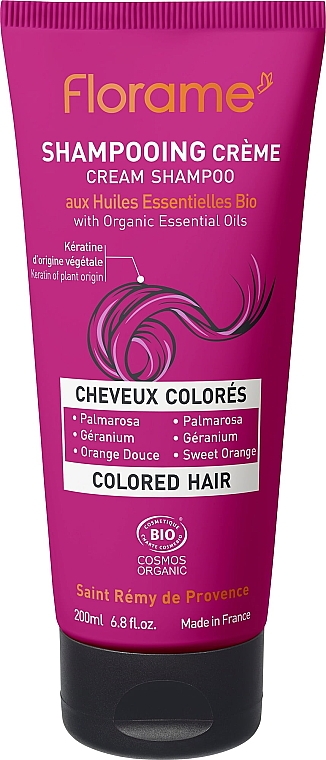 Krem-szampon do włosów farbowanych - Florame Colored Hair Cream Shampoo — Zdjęcie N1