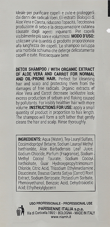 Szampon do włosów przetłuszczających się - Niamh Hairconcept Be Pure Detox Shampoo (próbka) — Zdjęcie N2