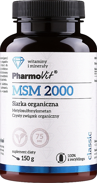 Suplement diety Siarka organiczna - Pharmovit MSM 2000 — Zdjęcie N1