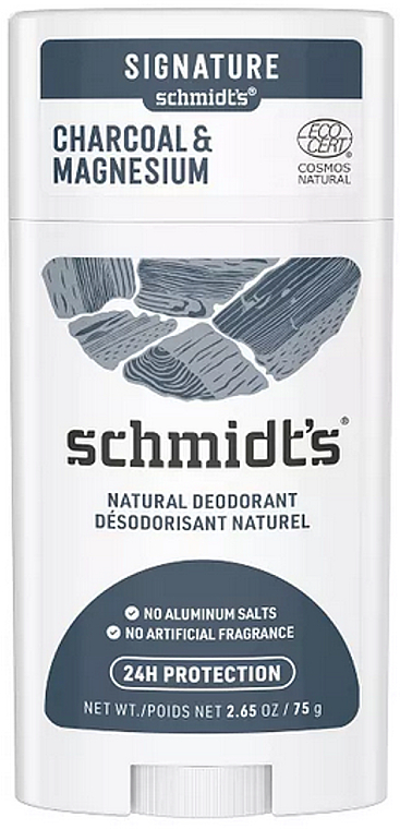Naturalny dezodorant w sztyfcie z węglem aktywnym i magnezem - Schmidt's Natural Deodorant Charcoal + Magnesium Stick