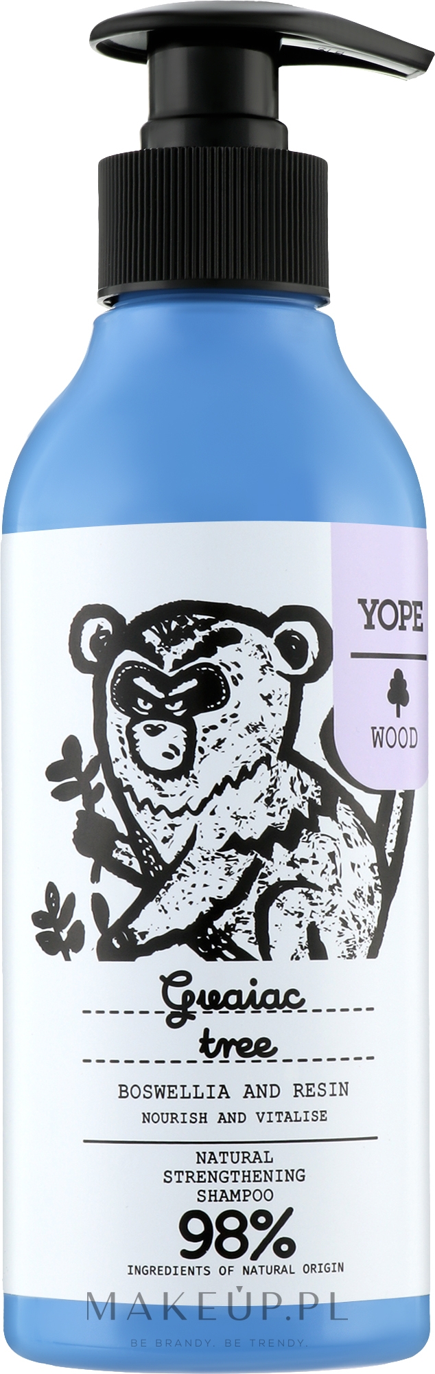 Naturalny szampon wzmacniający do włosów Drzewo gwajakowe, kadzidłowiec i żywica - Yope Hair Shampoo Strengthening Guaiac Wood, Incense, Resin — Zdjęcie 300 ml