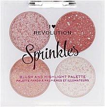 Paletka różów i rozświetlaczy do twarzy - Makeup Revolution I Heart Revolution Sprinkles — Zdjęcie N5