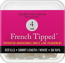 Kup Krótkie tipsy French - Dashing Diva French Tipped Short White 50 Tips (Size 4)