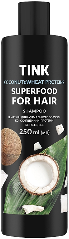 Szampon do włosów normalnych Białka kokosa i pszenicy - Tink SuperFood For Hair Coconut & Wheat Proteins Shampoo — Zdjęcie N1