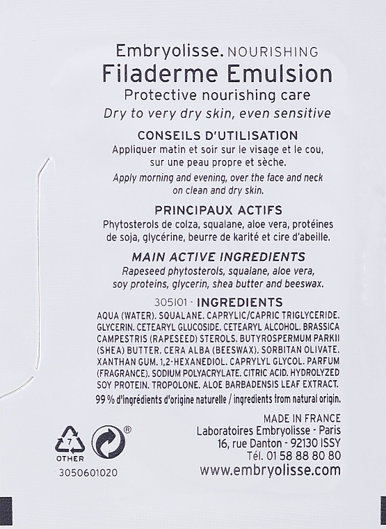 Philaderm-emulsja do skóry suchej - Embryolisse Laboratories Filaderme Emulsion (próbka) — Zdjęcie N2