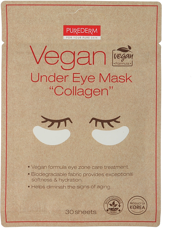 Wegańskie płatki pod oczy z kolagenem - Purederm Vegan Under Eye Mask Collagen
