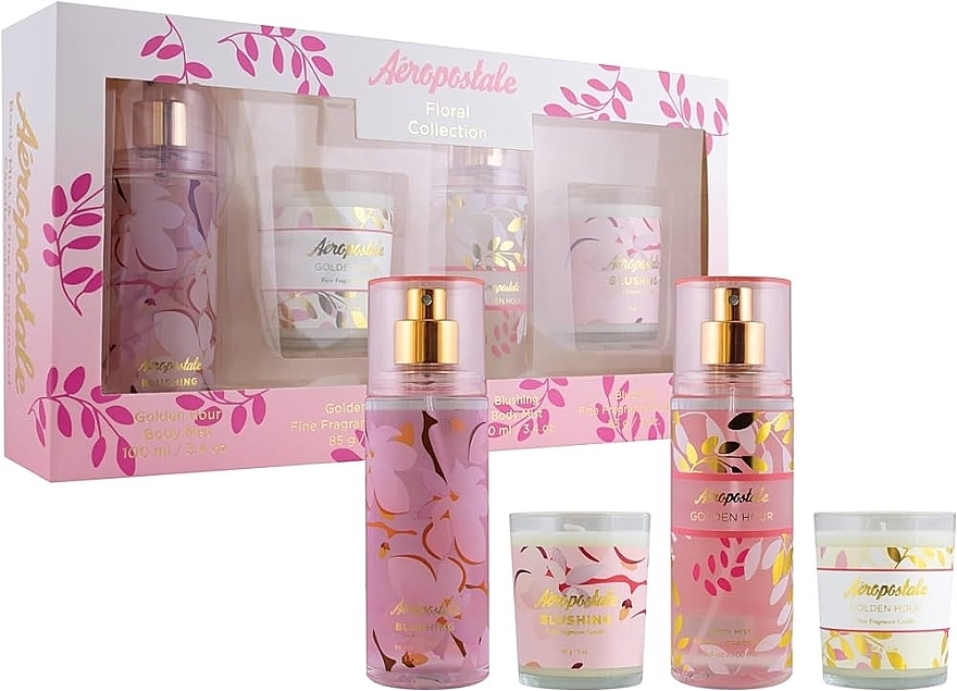 Zestaw - Aeropostale Floral Collection Gift Set (mist/2x100ml + candle/2x85g) — Zdjęcie N1