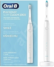 Elektryczna szczoteczka do zębów, biała - Oral-B Pulsonic Slim Clean 2000 White — Zdjęcie N2