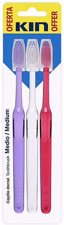 Zestaw - Kin Cepillo Dental Medium Toothbrush Pack (toothbrush/3pcs)  — Zdjęcie N1