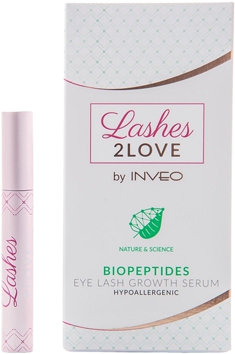 Biopeptydowe serum do rzęs, hipoalergiczne - Inveo Lashes 2 Love Biopeptides Eye Lash Growth Serum  — Zdjęcie N1