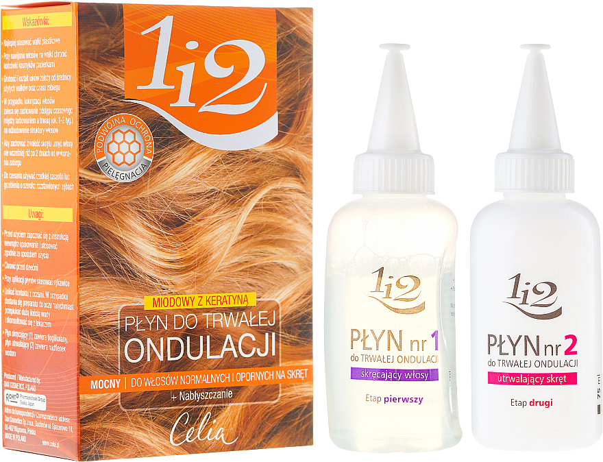 PRZECENA! Miodowy płyn do trwałej ondulacji do włosów normalnych i odpornych na skręt - Celia 1 i 2 * — Zdjęcie N1
