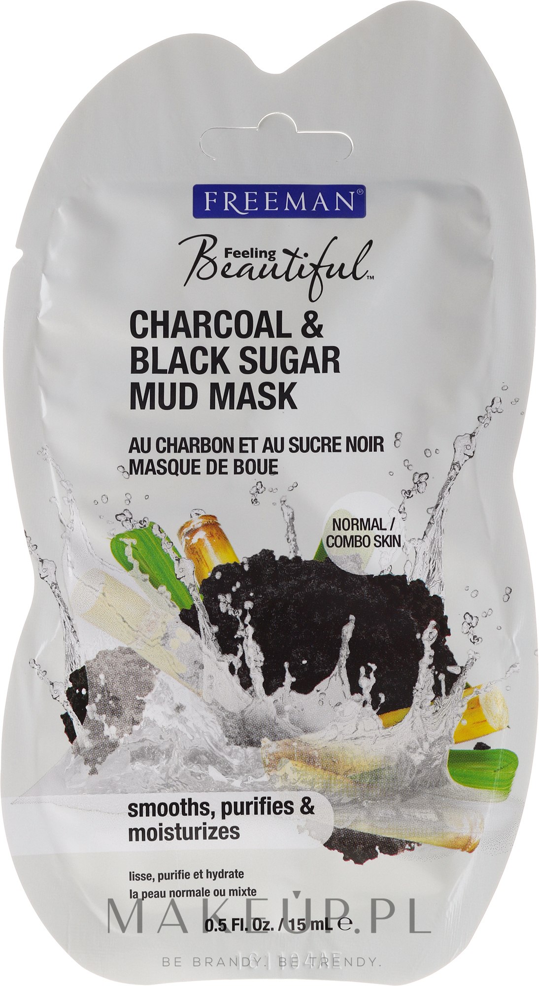 Błotna maska z węglem aktywnym i czarnym cukrem - Freeman Feeling Beautiful Charcoal & Black Sugar Mud Mask (miniprodukt) — Zdjęcie 15 ml