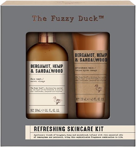 Zestaw - Baylis & Harding The Fuzzy Duck Bergamot, Hemp & Sandalwood Luxury Skincare Duo Gift Set (f/wash/300ml + ash/balm/130ml) — Zdjęcie N1