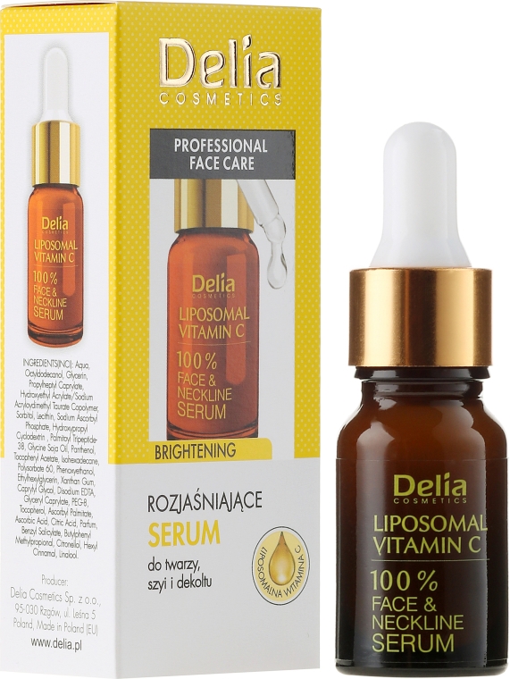 Rozjaśniające serum z liposomalną witaminą C do twarzy, szyi i dekoltu - Delia Professional Face Care