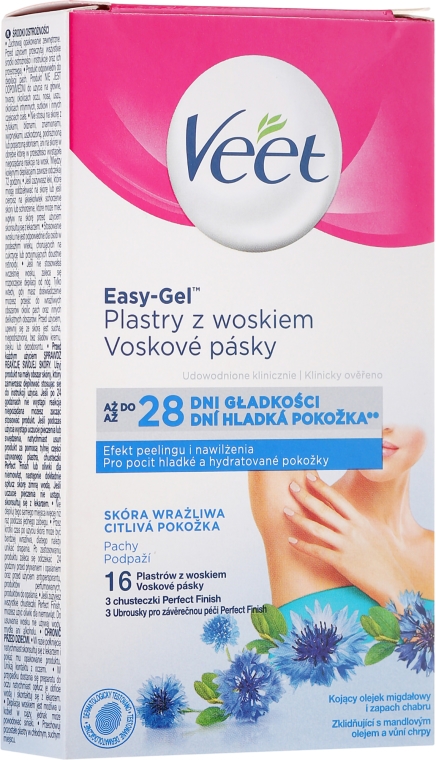 Plastry z woskiem do depilacji pach dla skóry wrażliwej - Veet Easy-Gel — Zdjęcie N1