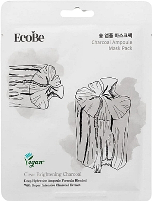 Maseczka do twarzy Ampułka z węglem drzewnym - Eco Be Charcoal Ampoule Mask Pack — Zdjęcie N1
