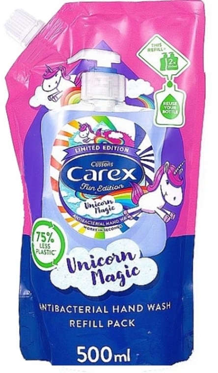 Antybakteryjne mydło w płynie dla dzieci - Carex Unicorn Magic Antibacterial Handwash (uzupełnienie) — Zdjęcie N1