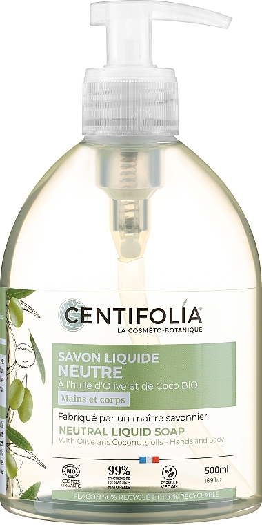 Organiczne neutralne mydło w płynie z oliwą z oliwek i kokosem - Centifolia Neutral Liquid Soap — Zdjęcie N1