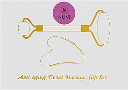 Zestaw do masażu z kwarcu różowego, roller +gua sha - Nuvi (roller + gouaches/craper) — Zdjęcie N3