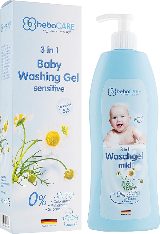 Delikatny żel dla dzieci do mycia włosów i ciała 3w1 - HebaCARE Washing Gel 3in1 — Zdjęcie N4