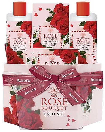 Zestaw Bukiet róż - Aurora Rose Bouquet Set (sh/gel/200ml + shampoo/200ml + soap/100g + bath/salt/100g) — Zdjęcie N1