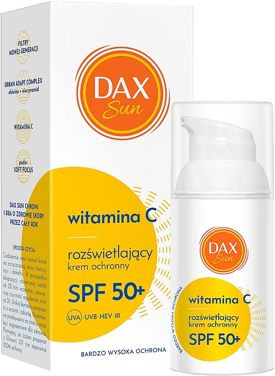 Rozświetlający krem ochronny z witaminą C SPF 50+ - Dax Sun Illuminating Protective Cream With Vitamin C SPF 50+ — Zdjęcie N2