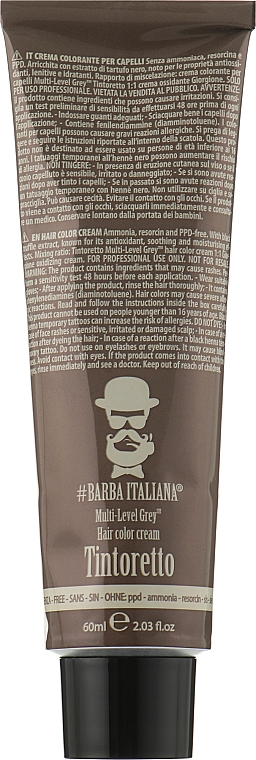 Kremowa farba do włosów dla mężczyzn - Barba Italiana Tintoretto Multi Level Grey — Zdjęcie N2