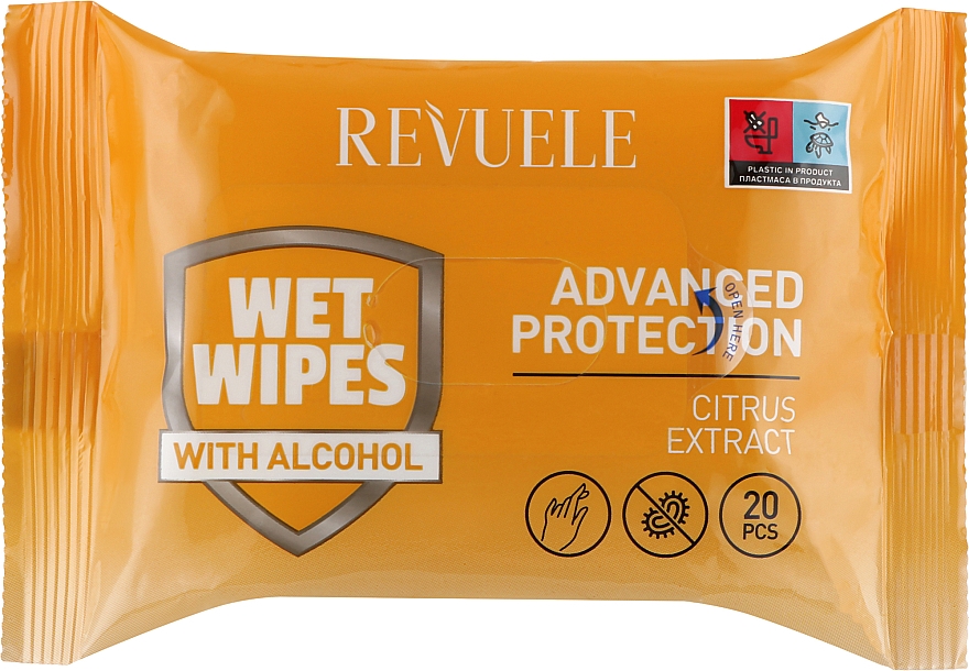 Mokre chusteczki z alkoholem i ekstraktem z cytrusów - Revuele Advanced Protection Wet Wipes Citrus Extracts — Zdjęcie N1