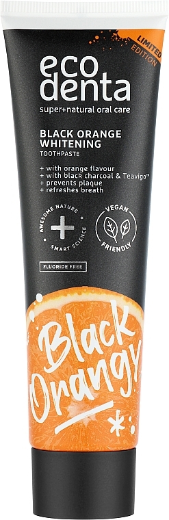 Wybielająca pasta do zębów z węglem drzewnym o smaku pomarańczowym - Ecodenta Black Orange Whitening Toothpaste — Zdjęcie N1