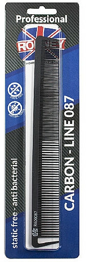 Grzebień do włosów, 227 mm - Ronney Professional Carbon Comb Line 087 — Zdjęcie N1