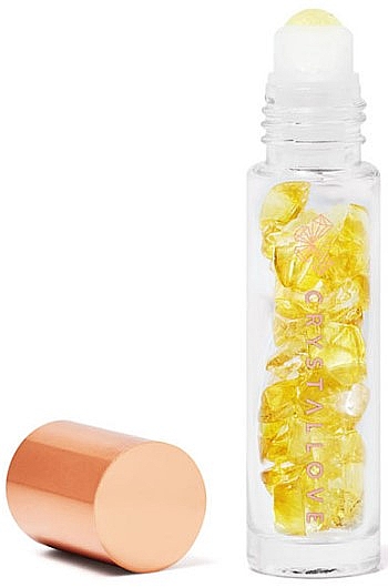 Buteleczka z kryształkami bursztynu cytrynowego na olejek eteryczny, 10 ml - Crystallove Citrine Amber Oil Bottle — Zdjęcie N1