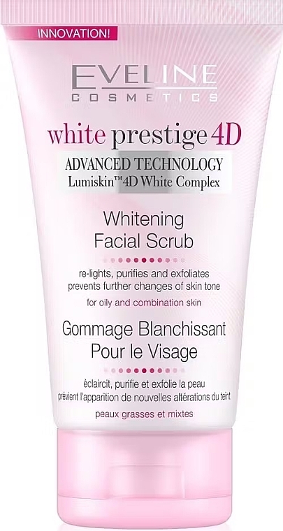 Wybielający peeling do twarzy - Eveline Cosmetics White Prestige 4D Whitening Face Scrub — Zdjęcie N2
