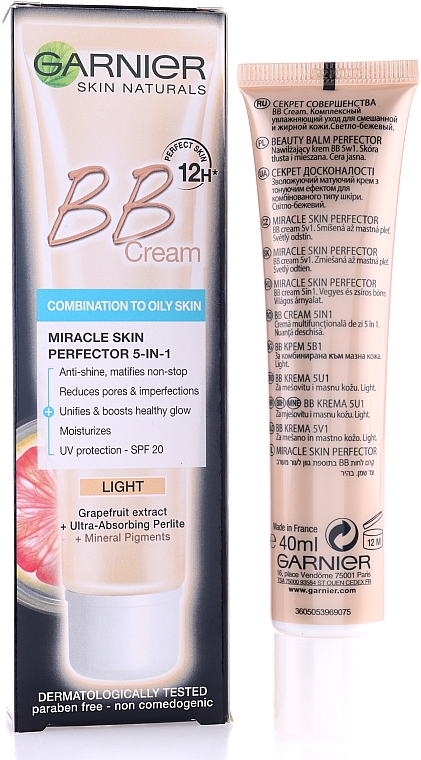 Nawilżający krem BB 5w1 dla skóry mieszanej i tłustej - Garnier Skin Naturals BB Cream Combination Oily Skin — Zdjęcie N3
