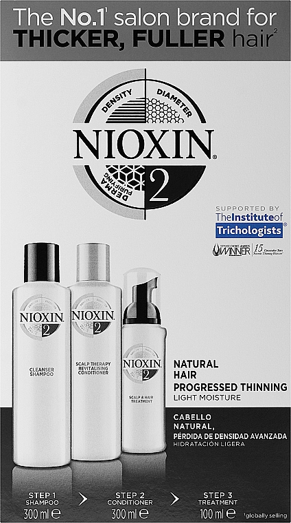 Zestaw - Nioxin Hair System 2 Kit (shmp/300ml + cond/300ml + mask/100ml) — Zdjęcie N1